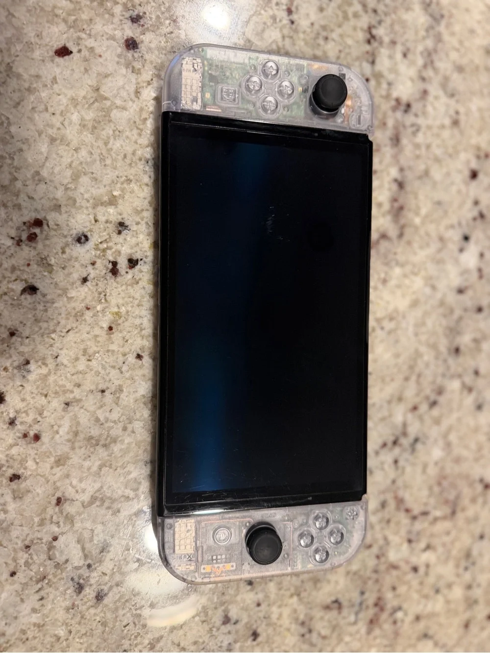 Nintendo Switch OLED Console with all original accessories CLEAR MODDED SHELL